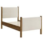 Modway Maven Twin Size Fabric Upholstered Platform Bed - Ivory Walnut-Wooden Bed Frame