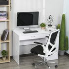 HOMCOM 43.25" Computer Desk with Storage Drawers - White-Two handy drawers, and a locker include offer ample storage room