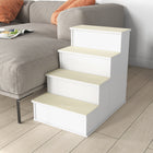 PawHut 21.3" H Pet Stairs for High Bed - White-Cushion made of short plush on each step for added comfort 