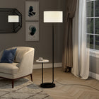 Hudson&Canal Jacinta Floor Lamp with Marble Tray Table and Fabric Shade - Blackened Bronze/White-Includes a 8 ft. cord with rotary socket switch