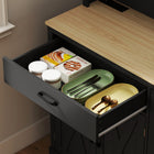 HOMCOM 69" H Cabinet with Charging Station - Black-Tilt-out door holds a 10-gallon trash can or laundry basket 