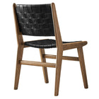 Modway - Saoirse Cuir Fauteuil d’accompagnement en bois Ensemble de 2 - Noir noyer-9