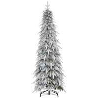 HOMCOM 6' Snow-Flocked Pencil Christmas Tree with Auto Open and Steel Base - Green-6 ft/1.8 m tall in a real tree shape, providing a healthy, natural look 
