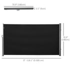 Outsunny Retractable Side Awning with Resistance to UV Rays & Wind - 118" x 71" - Black-Durable polyester fabric with PA coating is breathable, waterproof, UV-resistant and easy to clean