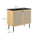 Modway Chaucer 36" Bathroom Vanity - Oak/Black-Adjustable Shelf