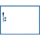 Charles Leonard Magnetic Dry Erase Board - 17" x 23" - with Eraser/Marker and 2 Magnets - Blue Frame-Secure the board permanently by using the enclosed adhesive pads