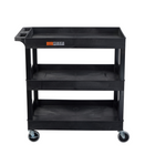 Luxor TUFFY XL Three-Tier Multi-Purpose Utility Cart - 32" W x 18" D - Black-Each shelf has a 2.5-inch retaining lip to keep items secure during transport