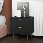 HOMCOM Nightstand, Modern Style with Drawer and Shelf - Black-Fluted drawer panels enhance modern elegance, ease cleaning
