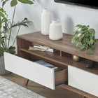 Modway Transmit 60" TV Stand - Walnut White-Durable Particleboard Construction