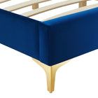 Modway Sutton Performance Velvet Queen Bed Frame - Navy-Reinforced Center Beam and Support Legs
