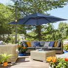 Outsunny 8' L x 8' W Square Patio Hanging Offset Umbrella with 360° Rotation - Dark Blue-8' x 8' (245 x 245 cm) canopy offers complete shade in any park, garden, patio, backyard, beach, pool or other outdoor settings  