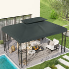 Outsunny 13' L x 10' W Gazebo Replacement Canopy 2 Tier Top UV Cover Pavilion Garden Patio Outdoor - Grey (Top)-Practical canopy fits a 13' x 10' size frame