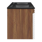Modway Render 48" Wall-Mount Bathroom Vanity - White/Walnut/Black-Ceramic Sink Basins