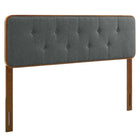 Modway Collins Tufted Fabric and Wood Full Headboard - Walnut Charcoal-Upholstered Full Headboard