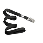 Beslayn Flat Braid Woven Non-Breakaway Lanyard With A Steel Bulldog Clip - Black - 50 Pack -36" total length for comfortable wear