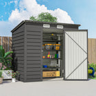 Outsunny 6' x 4' Outdoor Storage Shed with Lockable Door & 2 Vents - Grey-Galvanized steel structure is solid and suitable for outdoor use
