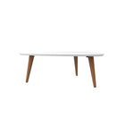 Manhattan Comfort Utopia 11.81" Triangle Coffee Table, White Gloss and Maple Cream (89252)-Fashionable Splayed Legs made from Solid Wood for Extra Durability.