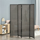 HOMCOM 4 Panel Bamboo Hand-Woven Freestanding Room Divider for Home Office - Brown-Woven design bamboo panel with brown and white thread for a natural tone and chic style
