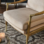Modway Langford Performance Velvet Accent Armchair - Almond Walnut-Charming Brass Accents