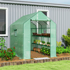 Outsunny Walk-in Greenhouse - 3 Tier - 12 Shelves - Green- UV-resistant plastic cover for safe shelter to allow plants to grow
 