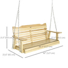 Outsunny 2-Seater Wood Porch Swing with Adjustable Hanging Chains-High back and armrests for comfort
