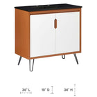 Modway Energize 36" Bathroom Vanity - Cherry/White/Black-Ceramic Sink Basin with 8" Centerset Holes