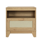 Manhattan Comfort Sheridan 21.63" Mid-Century Modern Nightstand - Nature-Modern Cane Nightstand for Bedroom and Living Room use