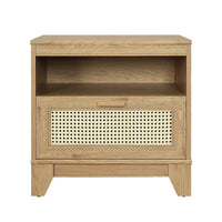 Manhattan Comfort Sheridan 21.63" Mid-Century Modern Nightstand - Nature-Modern Cane Nightstand for Bedroom and Living Room use