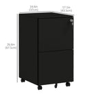 Vinsetto Steel Letter/A4/Legal Filing Cabinet with Hanging Bar - Black-5 wheels with 2 lockable and a middle caster for safety
