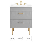 Modway Daybreak 24" Bathroom Vanity Cabinet - Light Grey-Full-Extension Drawers