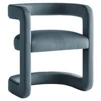 Modway Winslow Barrel Performance Velvet Dining Chair - Cadet Blue-Barrel Dining Chair