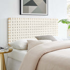 Modway Sparta Weave Wall Mount Vegan Leather Full Headboard with - Natural Beige-Wood Frame