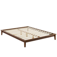 Modway Lodge Wood Full Platform Bed Frame - Walnut-Solid Wood Platform Bed Frame