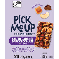 Pick Me Up Provisions Dark Chocolate Nut Bar - 20 g - Salted Caramel - 20 Pack-20 individually wrapped bars per box (20g per bar)
