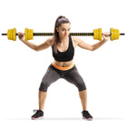 Soozier 44 lb Dumbbell & Barbell Adjustable Set 44 lb Plate Bar Clamp Rod for Strength Training-Quickly alternate between dumbbell and barbell