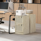 HOMCOM 2-Drawer Letter/A4 Lockable Filing Cabinet - Oak-Strong construction supports up to 99 lb (45 kg), includes anti-tip device for safety
