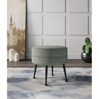Manhattan Comfort Bailey 18.11" Mid-Century Modern Polyester Blend Upholstered Ottoman - Sage Green with Black Legs-Solid Wood Frame for Durability and Functionality