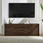 Hudson&Canal Desmond TV Stand for TV's up to 78" - Dark Oak-Constructed of sturdy MDF materials in a handcrafted dark oak finish