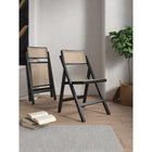 Manhattan Comfort Pullman 18.11" Industry Chic Dining Folding Chair - Black and Natural Cane - Set of 2-Fine Natural Cane Made from Authentic Wooden Rattan