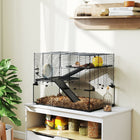 PawHut Cage with Glass Basin for Small Hamsters - Black-The detachable bottom makes cleaning simple and contains more bedding