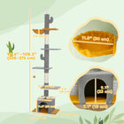 PawHut 90.5" - 108" Floor-To-Ceiling Cat Tree - Light Grey-Soft cover provides luxury and comfort 