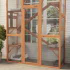 PawHut 99" H Outdoor Catio Enclosure with 6 Jumping Platforms - Orange-Constructed from robust fir wood with secure L-shaped metal angles 