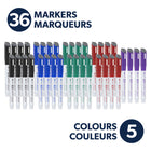 Quartet DryGuard Dry Erase Whiteboard Markers - Low Odour Ink - Fine Tip - Assorted Colours - Magnetic Cap with Built-in Eraser - 36 Piece Set-Magnetic eraser cap:These markers allow you to keep an eraser at your fingertips for quick fixes while also letting you easily store your marker on any magnetic board