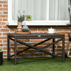 Outsunny Patio Wicker End Table with Plastic Board Under the Full Woven Table Top - Mixed Brown-Metal frame make this cocktail table tough for daily use 