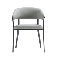 Manhattan Comfort Belle 22.4" Modern Textured Leatherette Upholstered Dining Chair - Stone Grey-Modern Dining Chair for Dining Room and Task Use