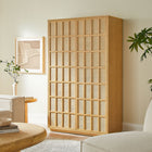 Modway Aiko Tall Japandi Storage Cabinet - 64" - Light Oak-Woven Geometric Doors