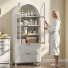HOMCOM 71" H Tall Arched Kitchen Pantry Cabinet - White-Versatile storage and display design suits kitchens, living rooms, or dining areas 