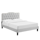 Modway Amber Tufted Performance Velvet King Platform Bed - Light Grey-Reinforced Center Beam and Support Legs