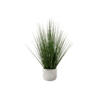 Monarch Specialties 21" Artificial Indoor Grass - Table - White Pot-Add some greenery to your space with this 21" Tall Artificial Grass Plant that is set in a 4" white cement pot featuring a grey textured design