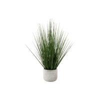 Monarch Specialties 21" Artificial Indoor Grass - Table - White Pot-Add some greenery to your space with this 21" Tall Artificial Grass Plant that is set in a 4" white cement pot featuring a grey textured design